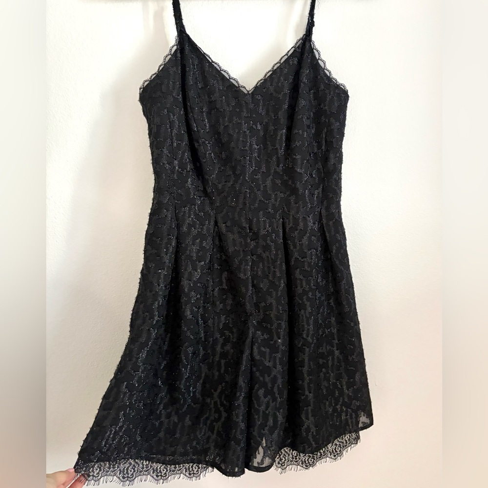 BCBGeneration Black Textured Leopard Sleeveless Romper